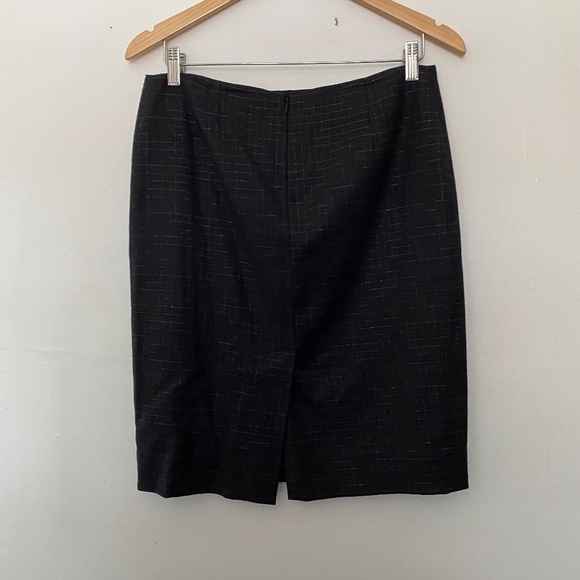 Theory Grey Wool Lined Dark Academia Pencil Skirt - Picture 2 of 4